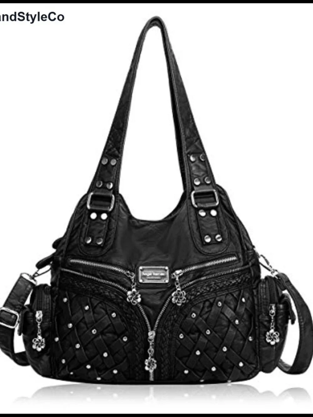 Women's Large PU Leather Hobo Shoulder Bag with Multiple Pockets